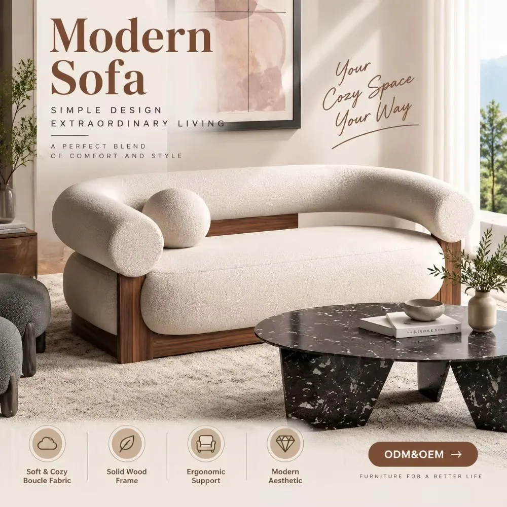 Nordic Modern Solid Wood Armchair, Upholstered Lazy Single Accent Sofa Chair for Home Living Room Leisure Indoor Furniture