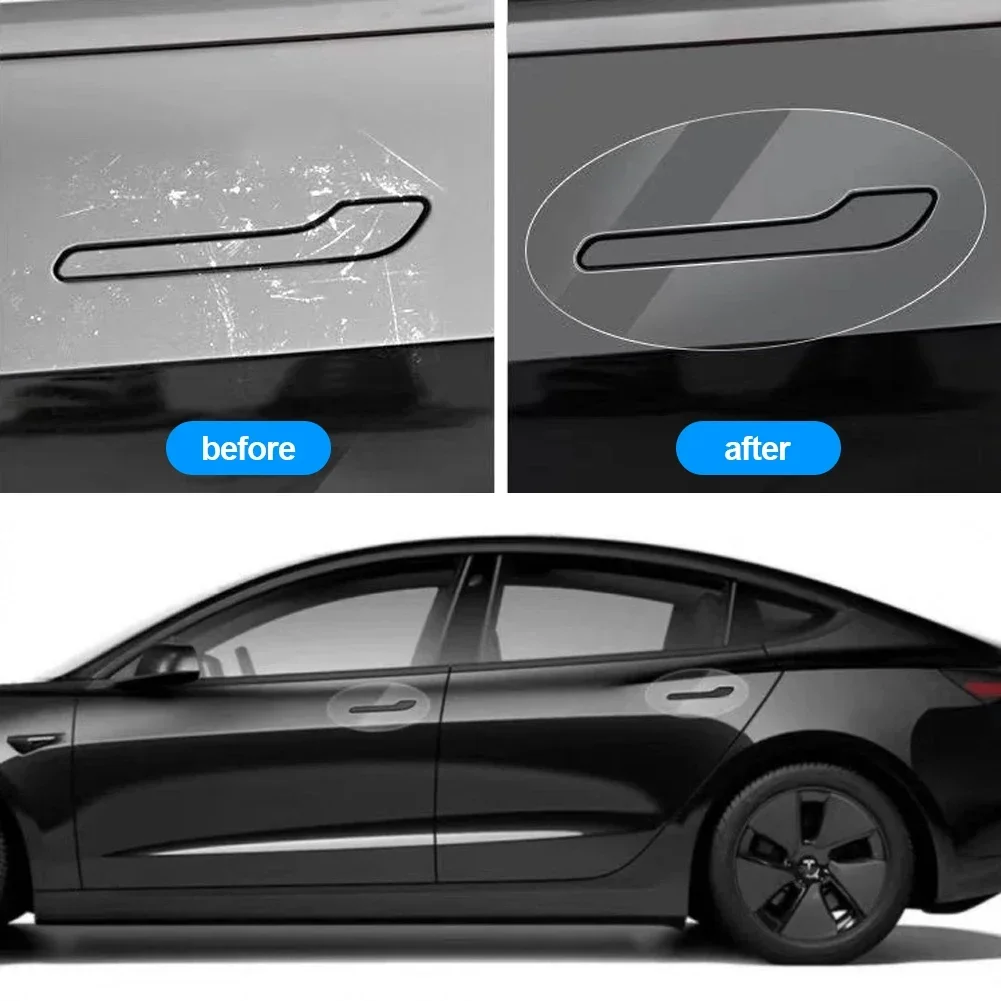 

8x Door Handle Scratch Protector Inverted Door Handle Paint Protective TPU Film Car Clothing For Tesla Model 3 Model Y 2017-2025