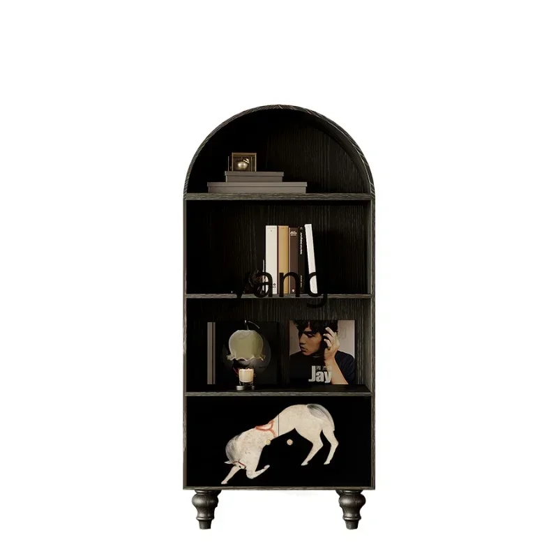 LH retro solid wood bookcase home bedroom bedside storage cabinet dining room integrated decorative locker