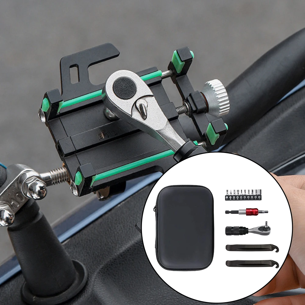 

Ratchet Wrench Screwdriver Set With Tire Levers And Storage Box For Cycling Vehicle Home Workshop Repair Projects