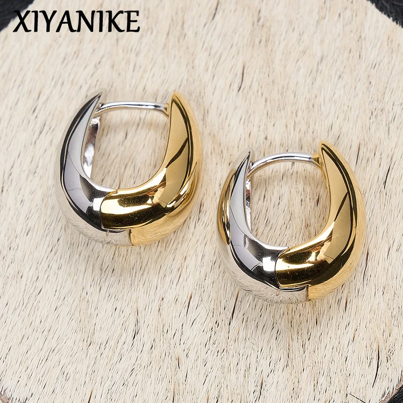 XIYANIKE Minimalist Metal Hoop Earrings For Women Girl Vintage French Fashion New Jewelry Lady Gift Party серьги