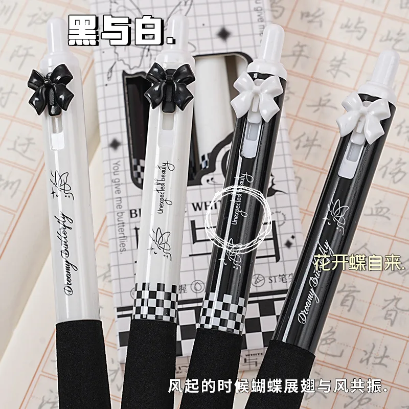 4PCS Chinese Style Limited Edition, Press-action Neutral Pen ST Head Quick-drying Smoothbrush Pen High Value 0.5 Black Gel Pen