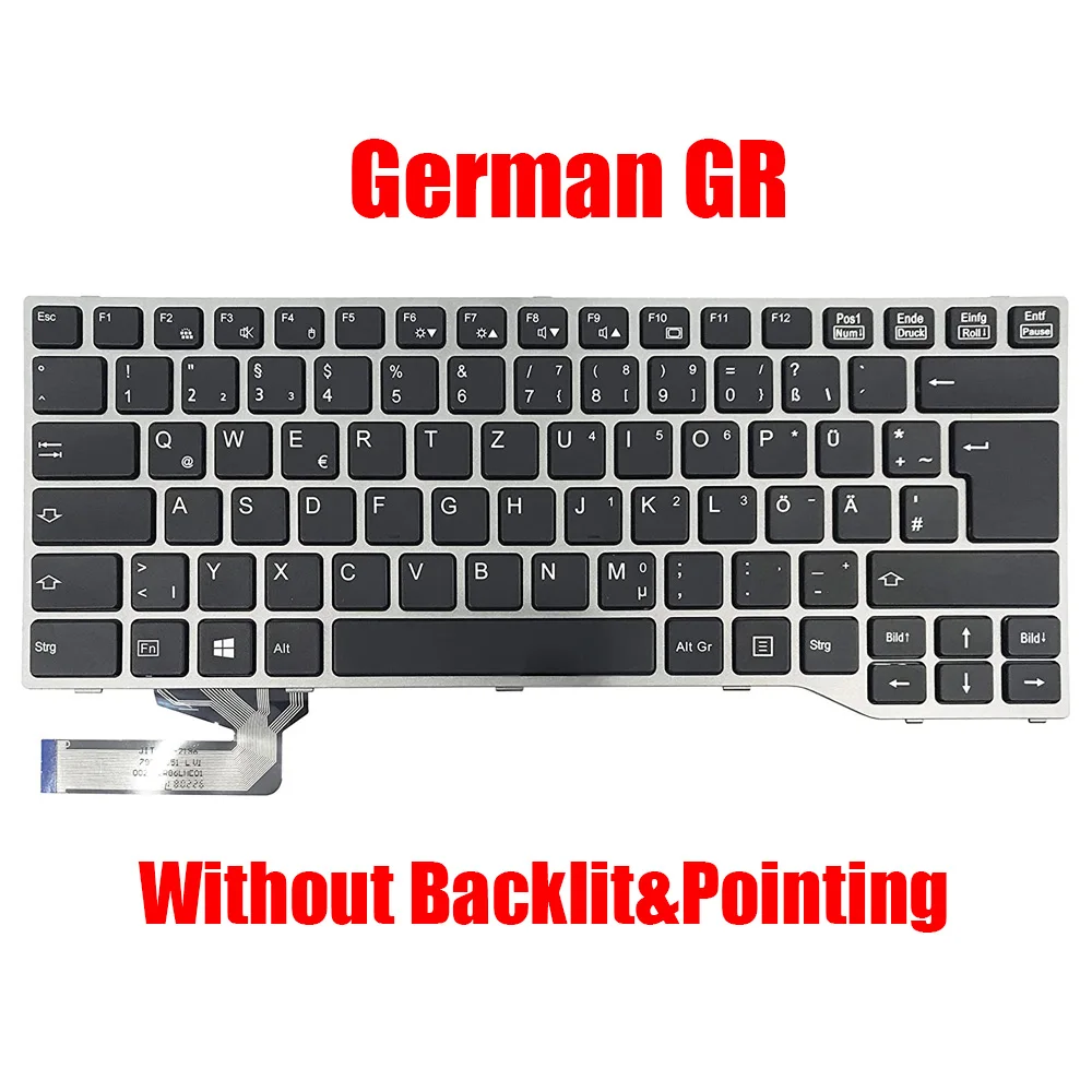 

German GR Keyboard For Fujitsu For LifeBook E544 E546 E547 E733 E734 E736 E743 E744 E746 U745 MP-12S16D06D85W CP629238-03 New