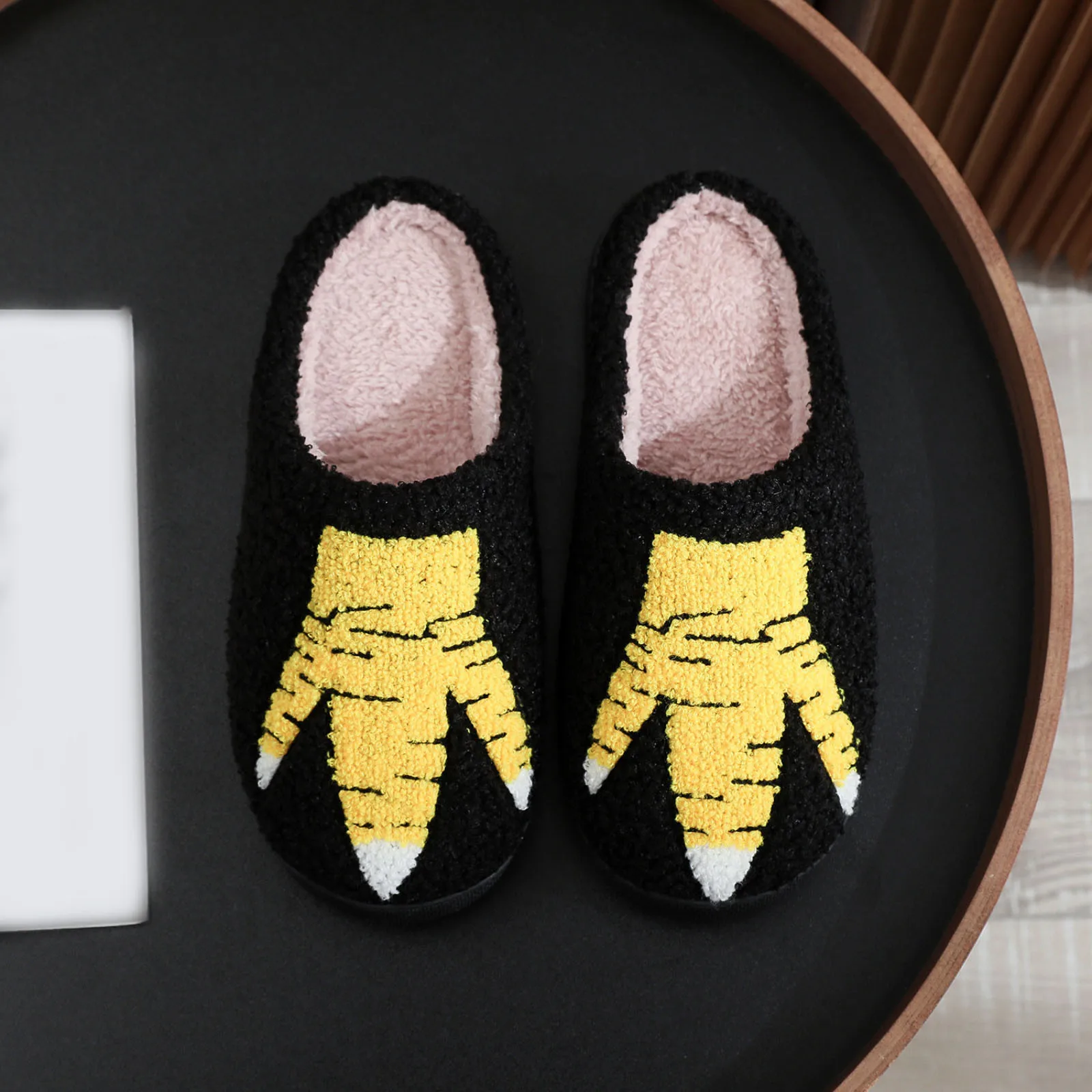 Women's New Creative Weird Cotton Slippers Ostrich Chicken Claw Cotton Slippers Men and Women Indoor Winter Plush Slippers