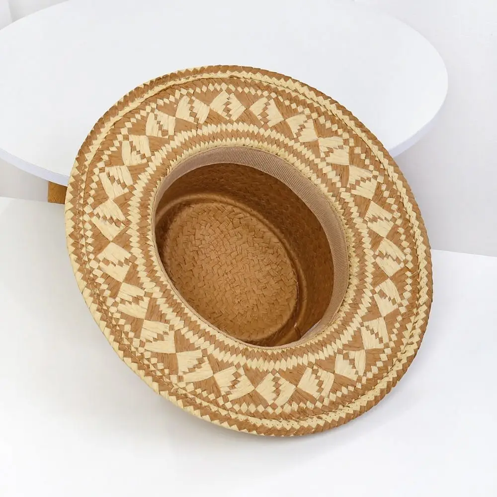 

Retro Wide Brim Straw Cowboy Hat Straw Classic Western Cowgirl Hat Vintage Fishing Hat for Women & Men