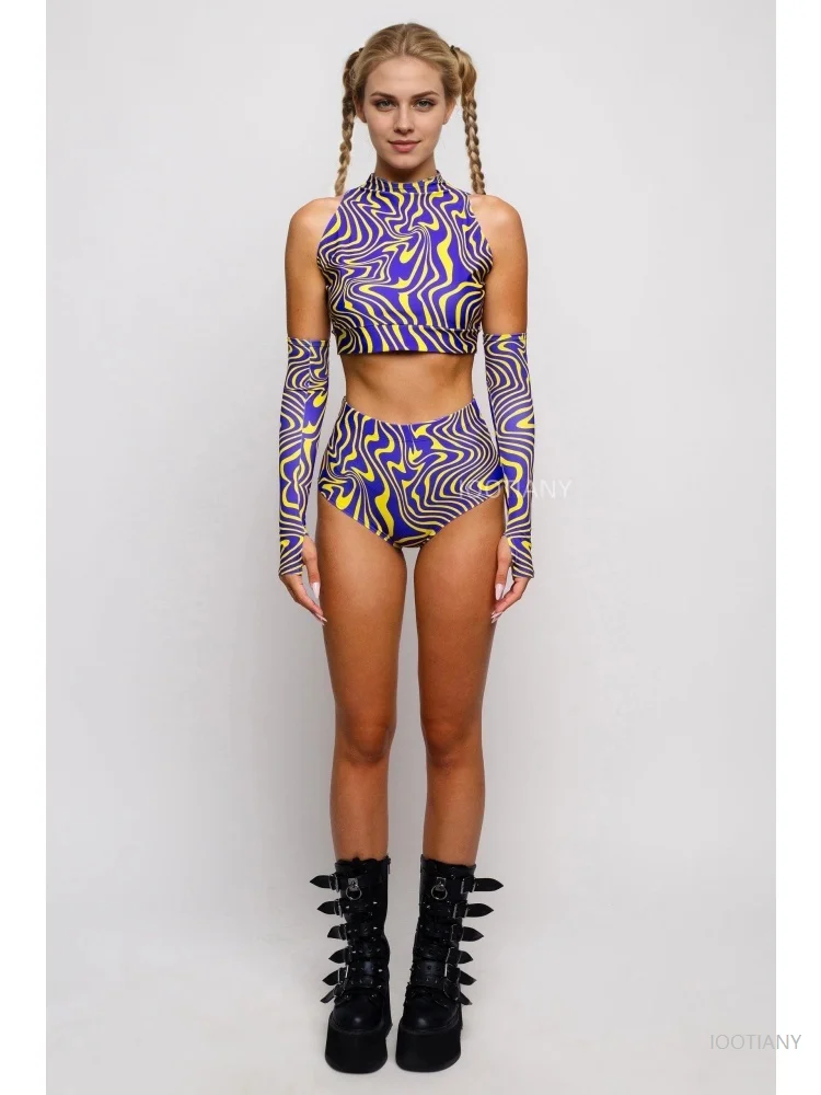 Carnival Party Women's Rave Checkered Jumpsuit Halloween Costume Clown Sleeve Covers Holiday Party Top And Shorts Outfit 2026 view 6