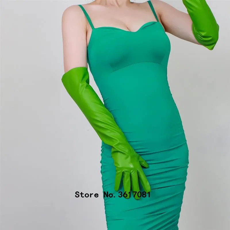 Gants longs pour filles sexy, Costumes de Cosplay Halloween 50cm, faux cuir chauds et brillants, accessoires de fête