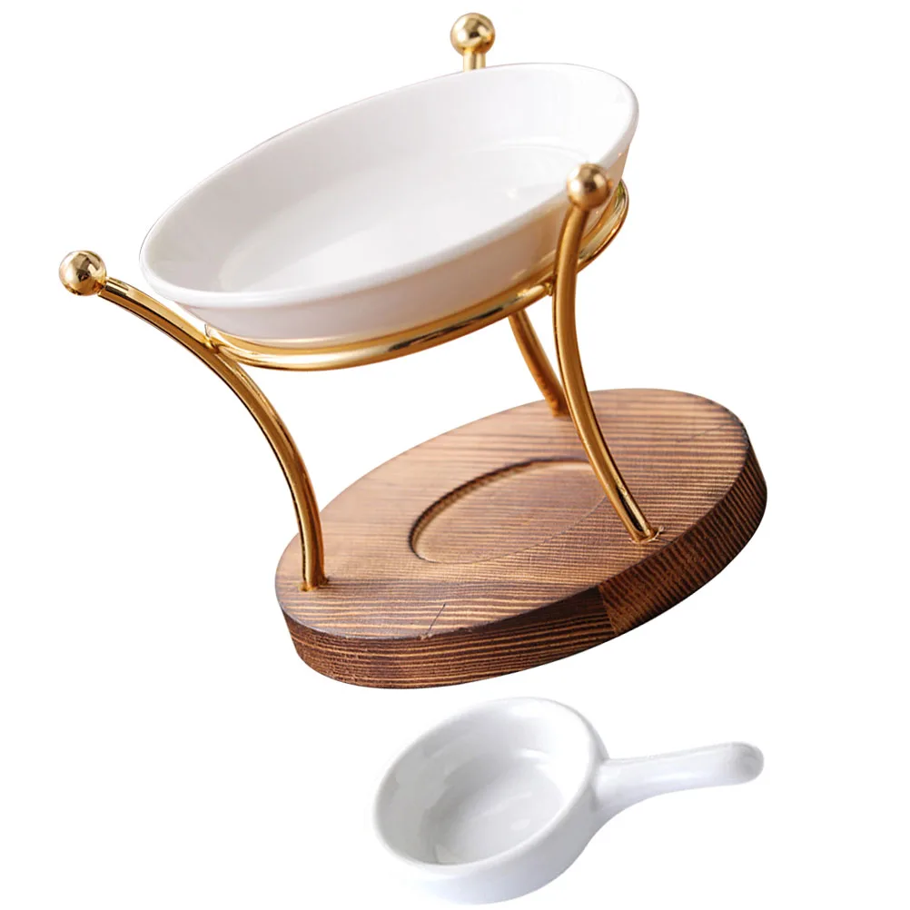 

1 Set Ceramic Wooden Tealight Holder Vintage Aroma Diffuser Burner For Bedroom Living Room Decorative Incense