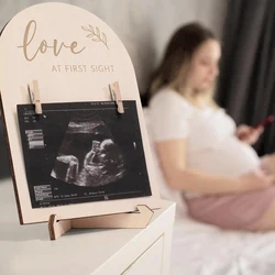 Wooden ultrasonic photo frame fashion double-sided logo perfect for announcing pregnancy or baby birth adornment