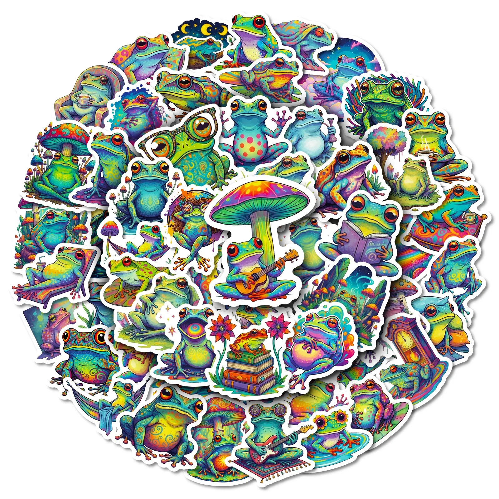 10/56PCS Colore Psichedelico Rana Graffiti Adesivi Rane Carine Del Fumetto Della Decalcomania FAI DA TE Bagagli Telefono Chitarra Skateboard Classici Giocattoli Per Bambini