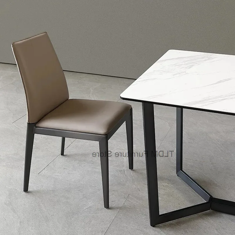 Stool Nordic Smooth Upholstered Dining for Chair, Tall Straight Stitched Side Back Cushioned Seat，MinimalKitchen Dining Space