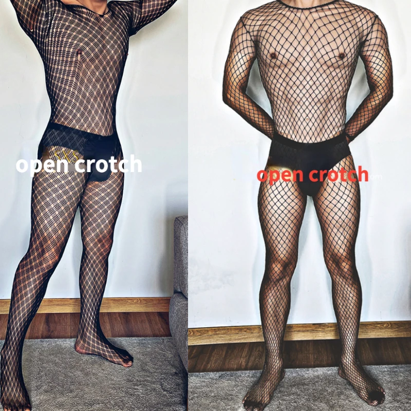 Hot Selling Men Bodysuits Sexy Bodystockings for Husband Gift Male Nightwear Sissy Fashion Fishnet Bodysuit sex lenceria hombre