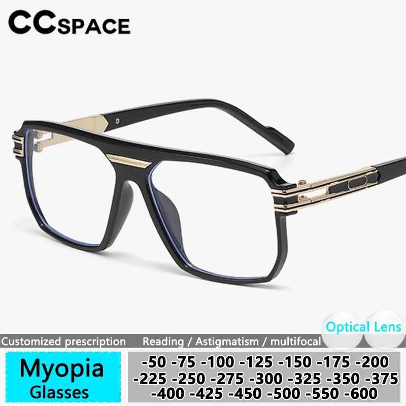 CCspace Big Frame Square Myopia Eyeglass Men's Prescription Scratch-resistant Optical Lenses With Recipe Customized Prescription
