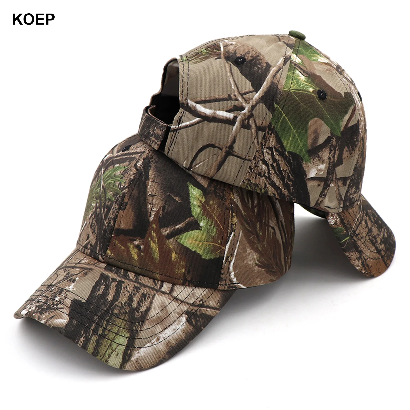 KOEP Green Tree Camo Adjustable Baseball Cap Outdoor Fishing Caps Biomimetic Camouflage Hat Designed Specifically For Hunting