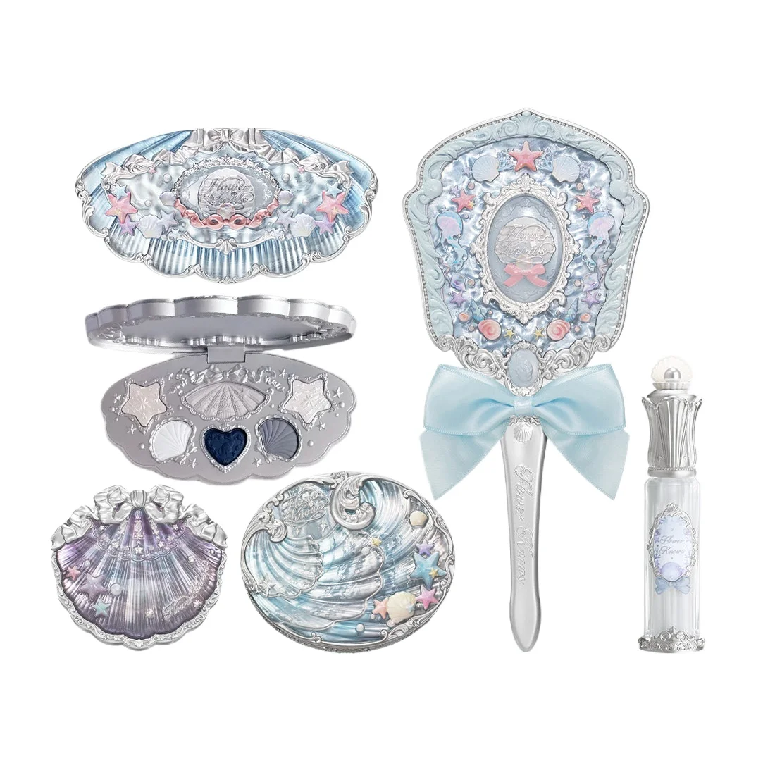 Flower Knows Mermaid Glow Makeup SetLip Gloss Blush handle mirror Pearl Shell Series New Arrival Fantasy Look Gift for Girls