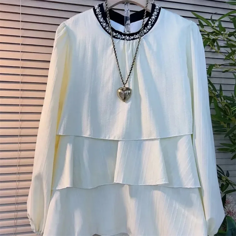 Ankara Red Plus Size Bluzka damska Letnia Jesień Nowy Top z długim rękawem Koreańska wersja Blusas Para Mujer Odzież damska