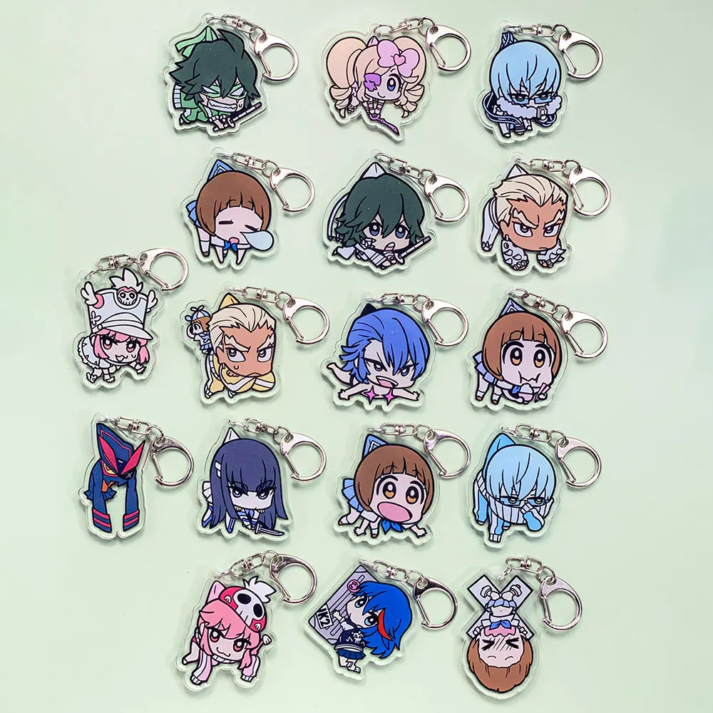 17PCS Anime KILL la KILL Acrylic Car Keychain Accessories Cartoon Bag Charm Funny Cute Key Holder Backpack Pandent Keyring