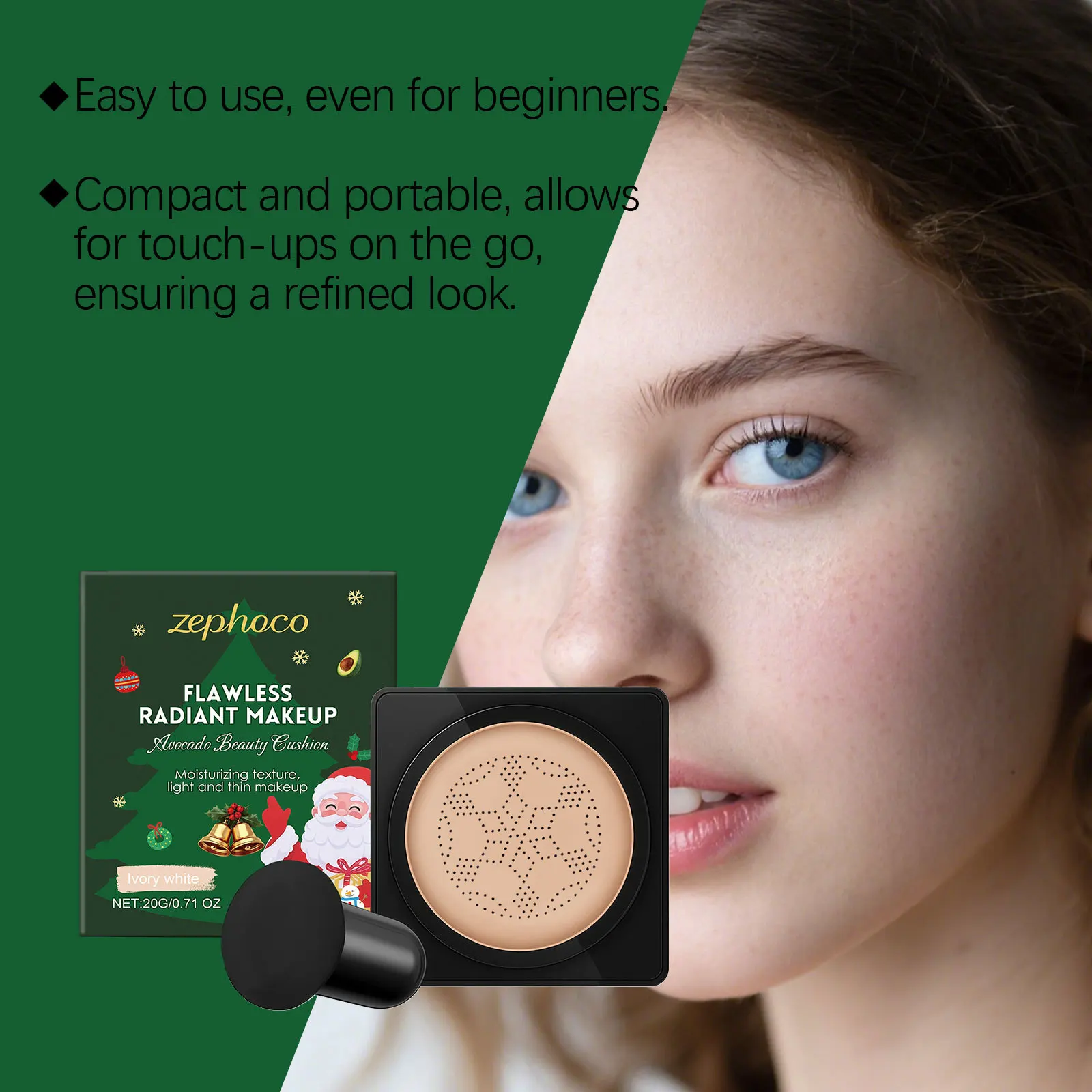 Ivory white air cushion cream natural makeup holding not easy to take off waterproof improves complexion concealer hides pores