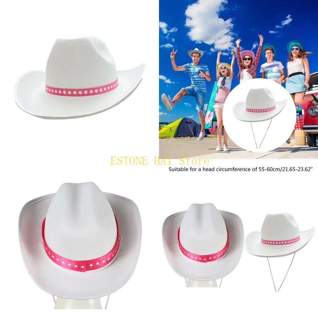 

49MF Западная белая ковбойская шляпа, домашняя декоративная шляпа, орнамент, аксессуар для рукоделия для детей, костюм для