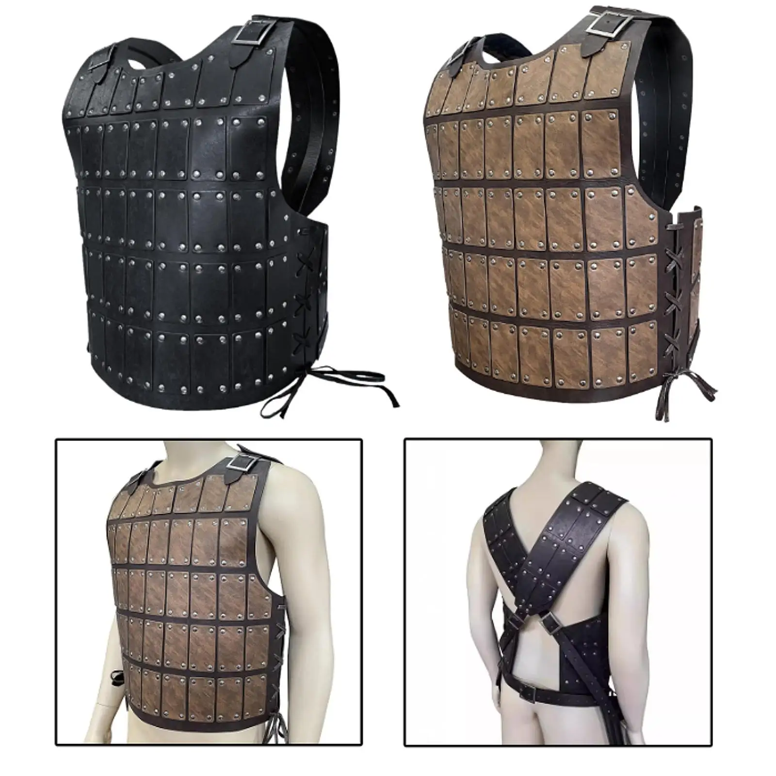 

Medieval Chest Vest Gothic Knight Costume for Adults Pirate Cosplay Fancy Dress