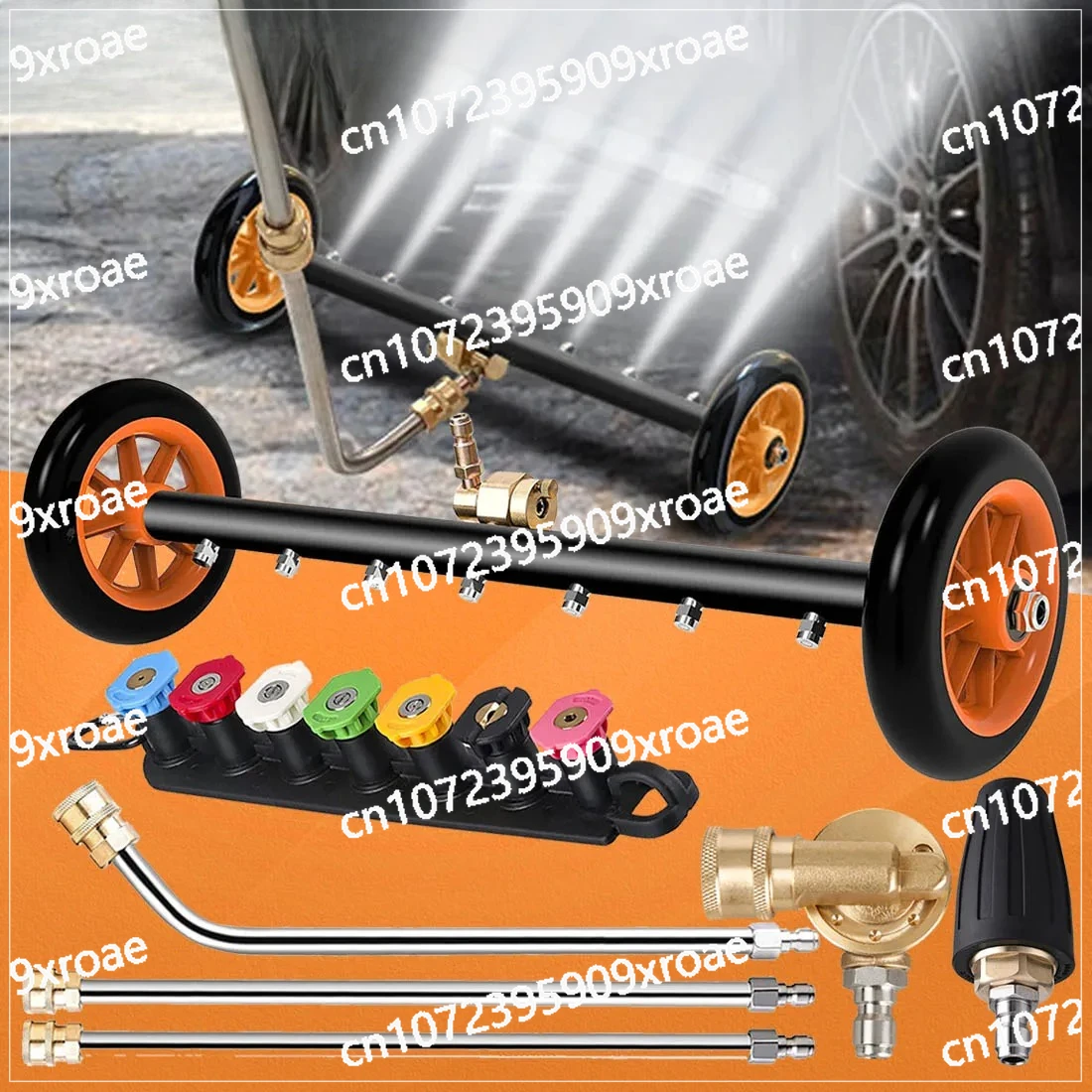 Limpiador de superficies de tren de aterrizaje, escoba de agua debajo del chasis del coche, lavado de suelo, conector rápido de 1/4 ", lavadora a presión Karcher Sun Joe de 24"