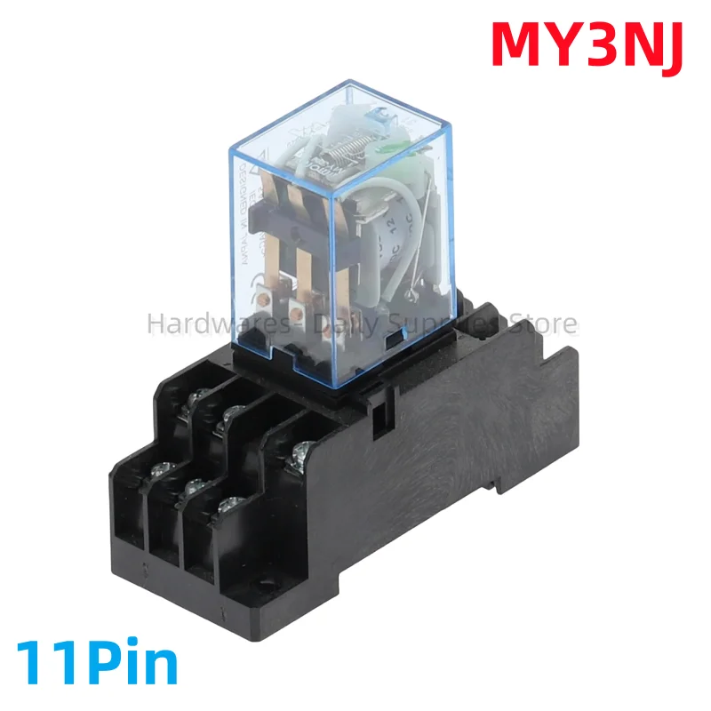 10Set MY3NJ HH53P 3NO3NC Relay With Socket Base Coil General DPDT Micro Mini Electromagnetic Relay Switch LED AC110/220V DC6/24V