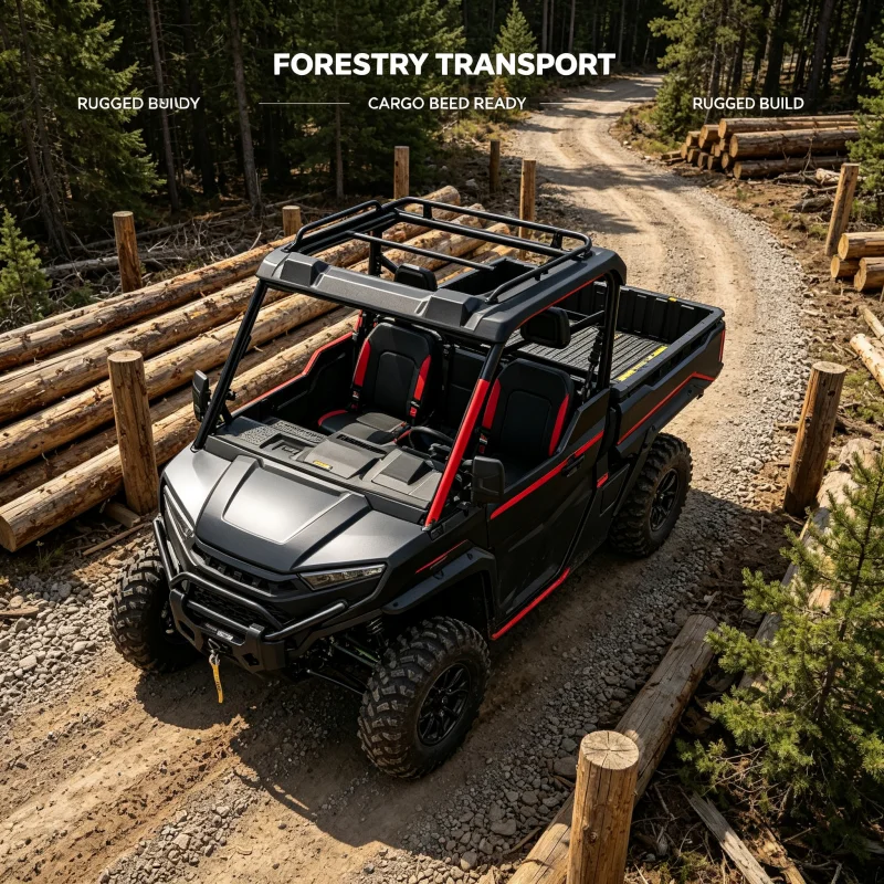 High Performance Electric Hunting UTV Side By Side 4WD Silent Offroad Cargo Mover For Private Forestry Protection