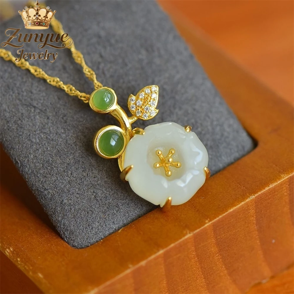 

Высококачественное ожерелье из натурального нефрита Hetian с лотосом, кулон, роскошное качество, ювелирные изделия, подарок, модные ювелирные изделия, подвески, изысканные, элегантные, популярные