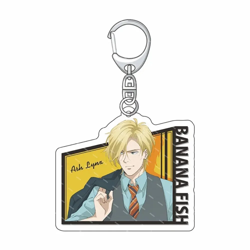 Anime Keychain Ash Lynx Okumura Eiji Cosplay Cartoon Figure Double Sided Acrylic Key Chain Bag Pendant Keyring Gift