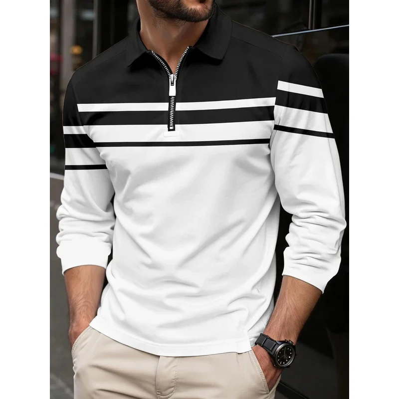 Spring men's polo shirts, long-sleeved tops, basic shirt tops, casual men's shirts