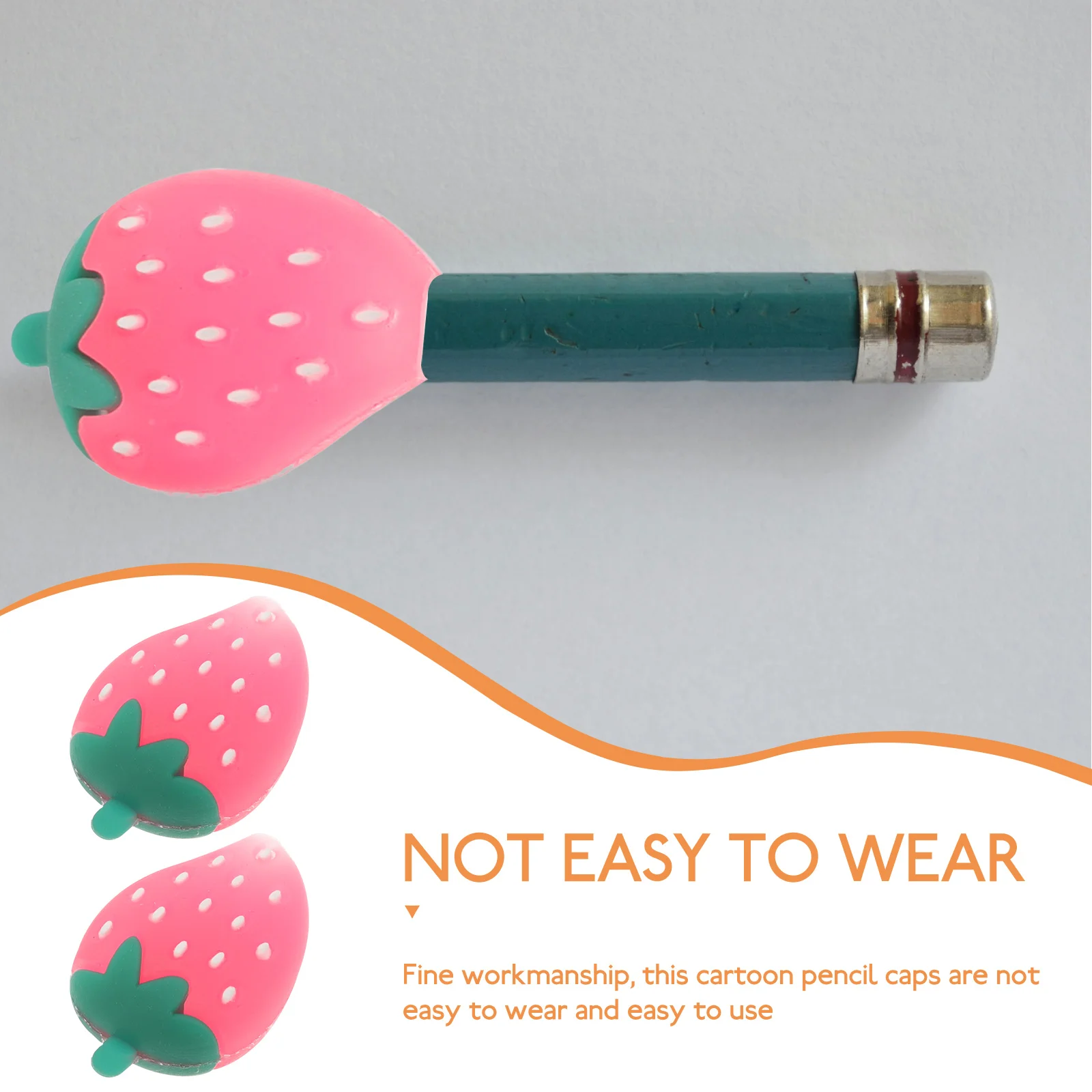 

10 Pcs Strawberry Pencil Caps Cute Cartoon Silicone Mini Pen Protectors Extended Covers School Supplies Girls Gifts