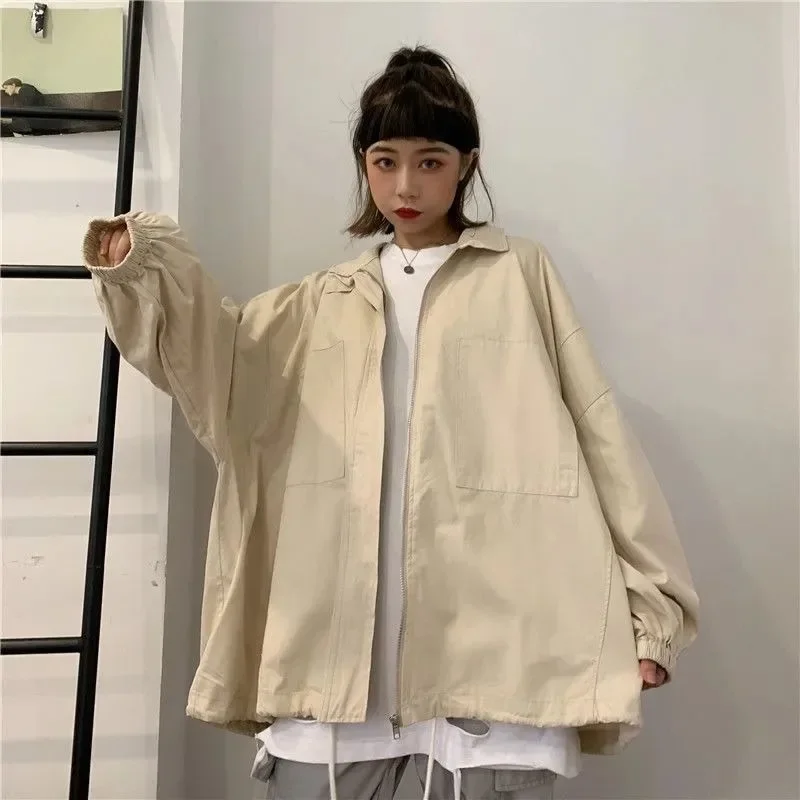 

Весенние модные женские куртки Harajuku Minimalist Femme, Новое поступление, повседневные мешковатые куртки Pure Mujer, популярные базовые универсальные куртки с длинными рукавами