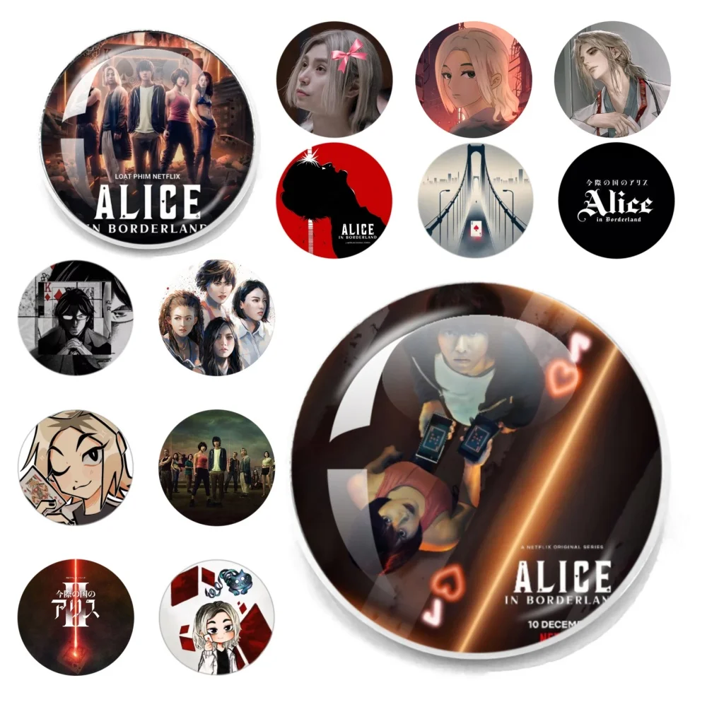 Japan TV Alice in Borderland Pins Chishiya Kuina Creative Brooch Round Badge for Backpack Clothing Decoration Jewelry