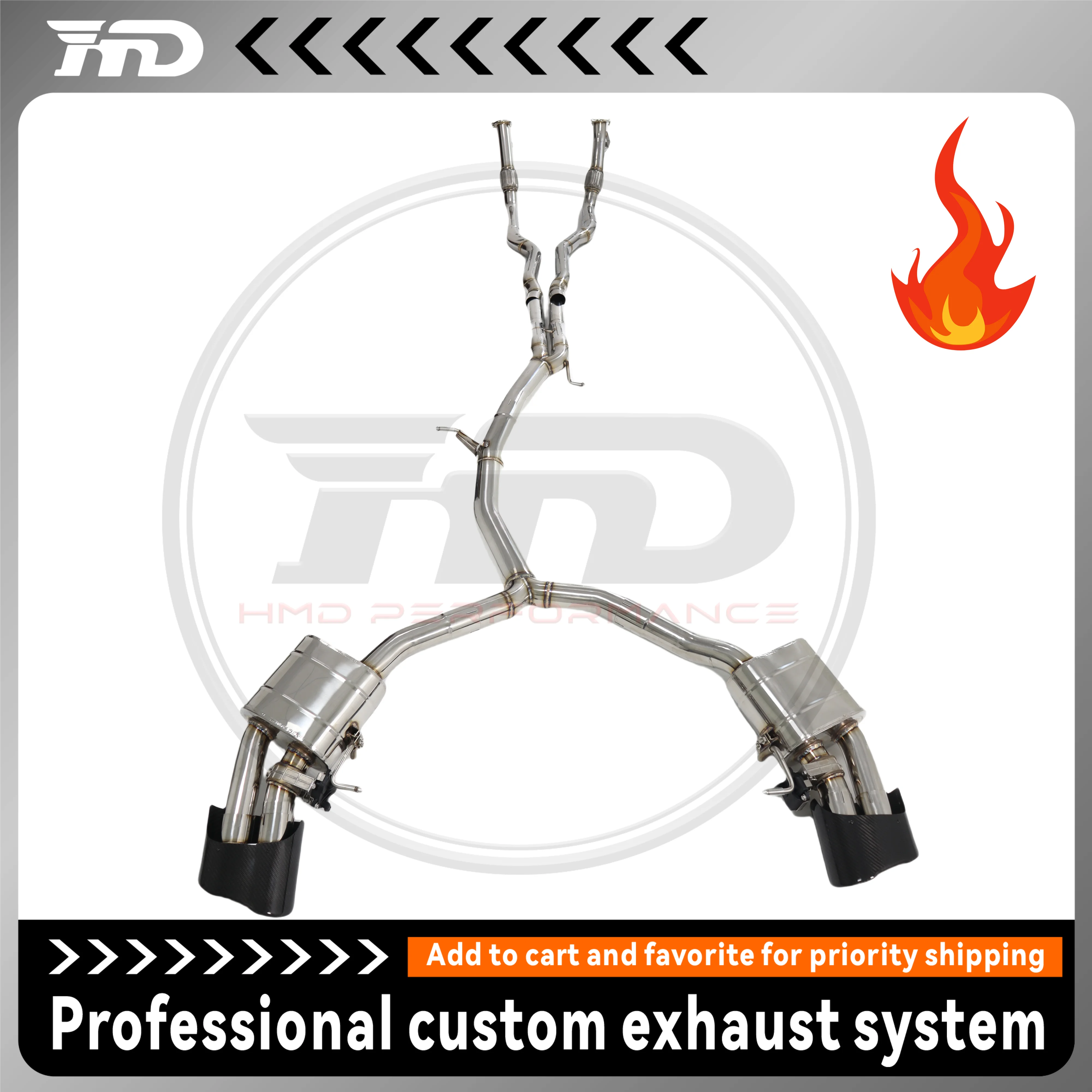 

HMD Stainless Steel Exhaust System Performance Catback For Audi RS4 RS5 B9 2.9T Full Exhaust Muffler With Valve