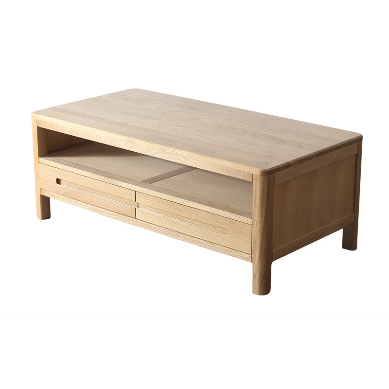 Nordic simple oak solid wood coffee table, small apartment living room versatile home to create a warm