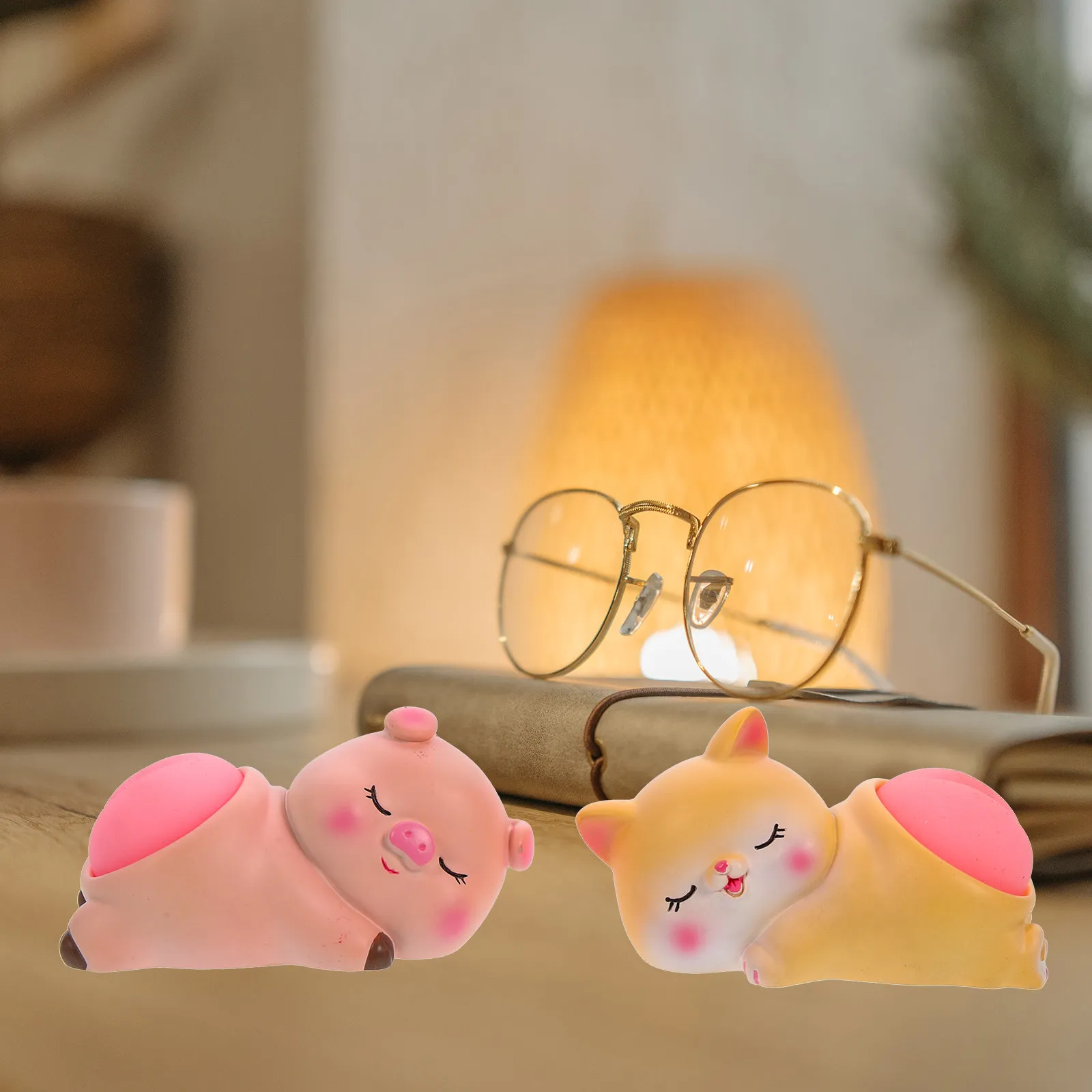 2pcs Cartoon Shaking Head Cake Ornament – Cute Animal Desktop & Car Dashboard Decor