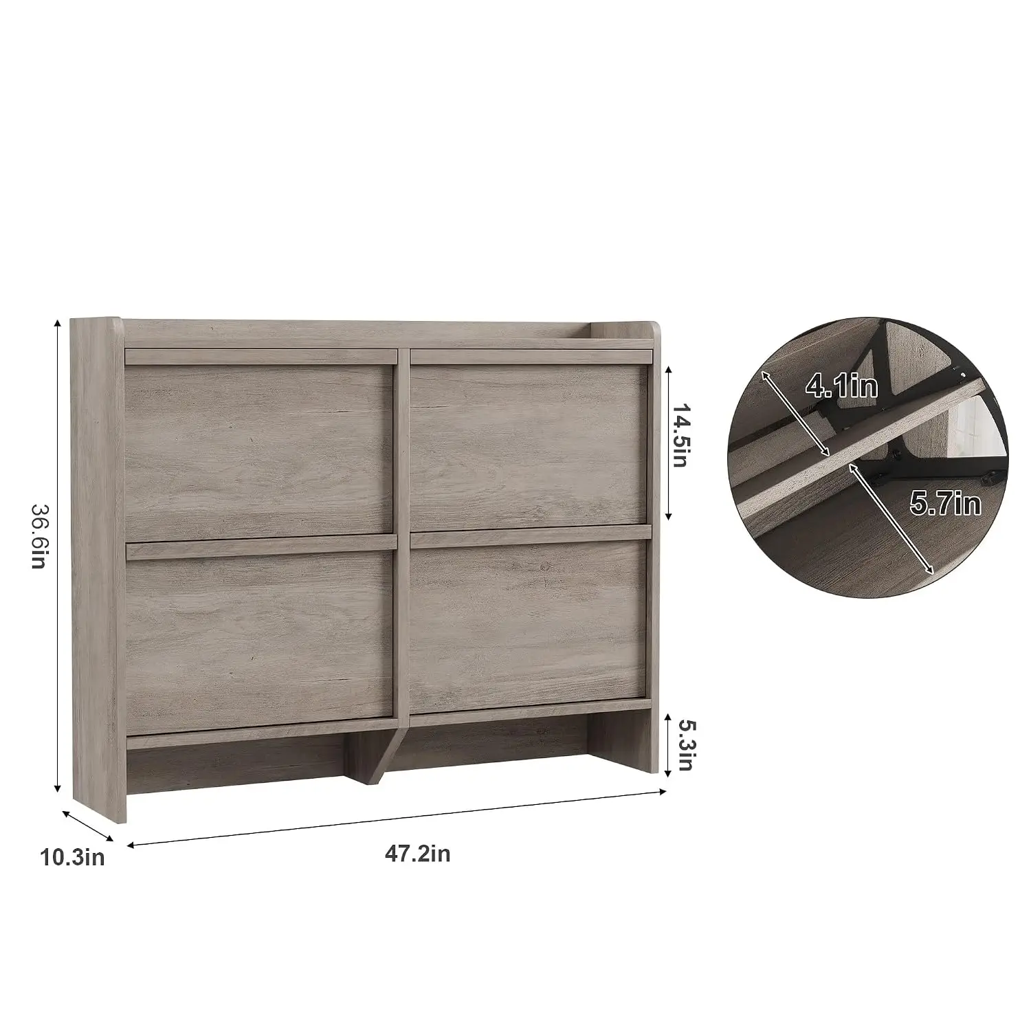 Wooden Shoe Cabinet 4 Flip Drawers Hidden Organizer Freestanding Entryway Hallway Storage, Customized