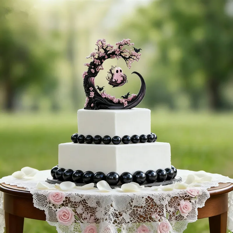 

Топпер для торта на Хэллоуин, цветочный топпер для торта, украшения-призраки со скелетом, зомби, надгробие, алые топперы для Хэллоуина, кровавые