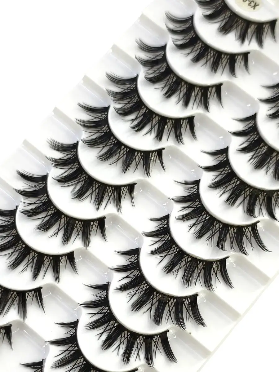 NEU 10 Paar Katzenaugen-Wimpern, flauschige künstliche Nerzwimpern, 8D-Wimpernpackung, dramatische lange, dicke Volumenwimpern, falsche Wimpern – Detail 9