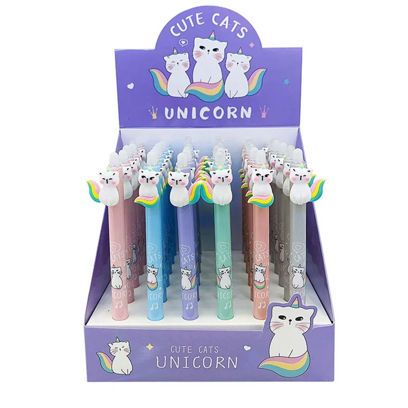 

36 pcs/lot Kawaii Cat Erasable Gel Pen Cute 0.5mm Blue Ink Neutral Pens Promotional Gift Office School Supplies