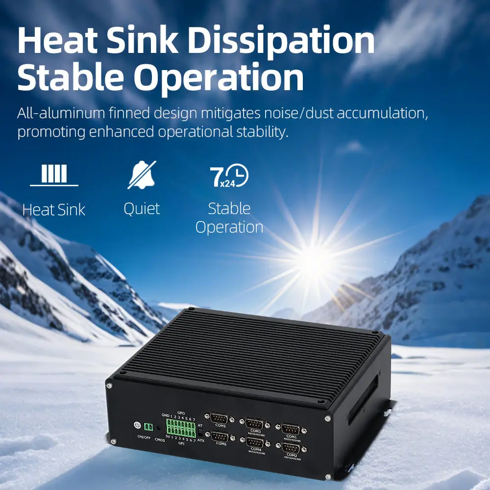 Xcy fanless IPC-X107 industrial mini pc intel i5-14450HX 6x com rs232/422/485 14xgpio 8xusb 4xhdmi DC9V-36V wifi 4g/5g modem