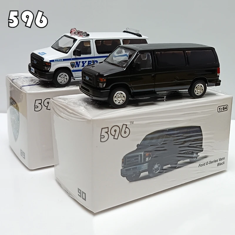

596 1:64 E350 Van NYPD легкосплавный автомобиль, литье под давлением и игрушечный транспорт, модель автомобиля, миниатюрная масштабная модель автомобиля для детей