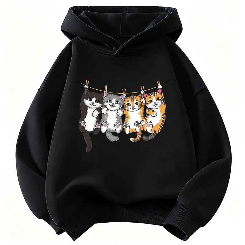 Lustiger Kapuzenpullover mit Kletterkatzen-Design, Kinder-Sweatshirt, süßer Kapuzenpullover für Jungen und Mädchen, Herbst, Frühling, lässige Kapuzenpullover mit Grafik