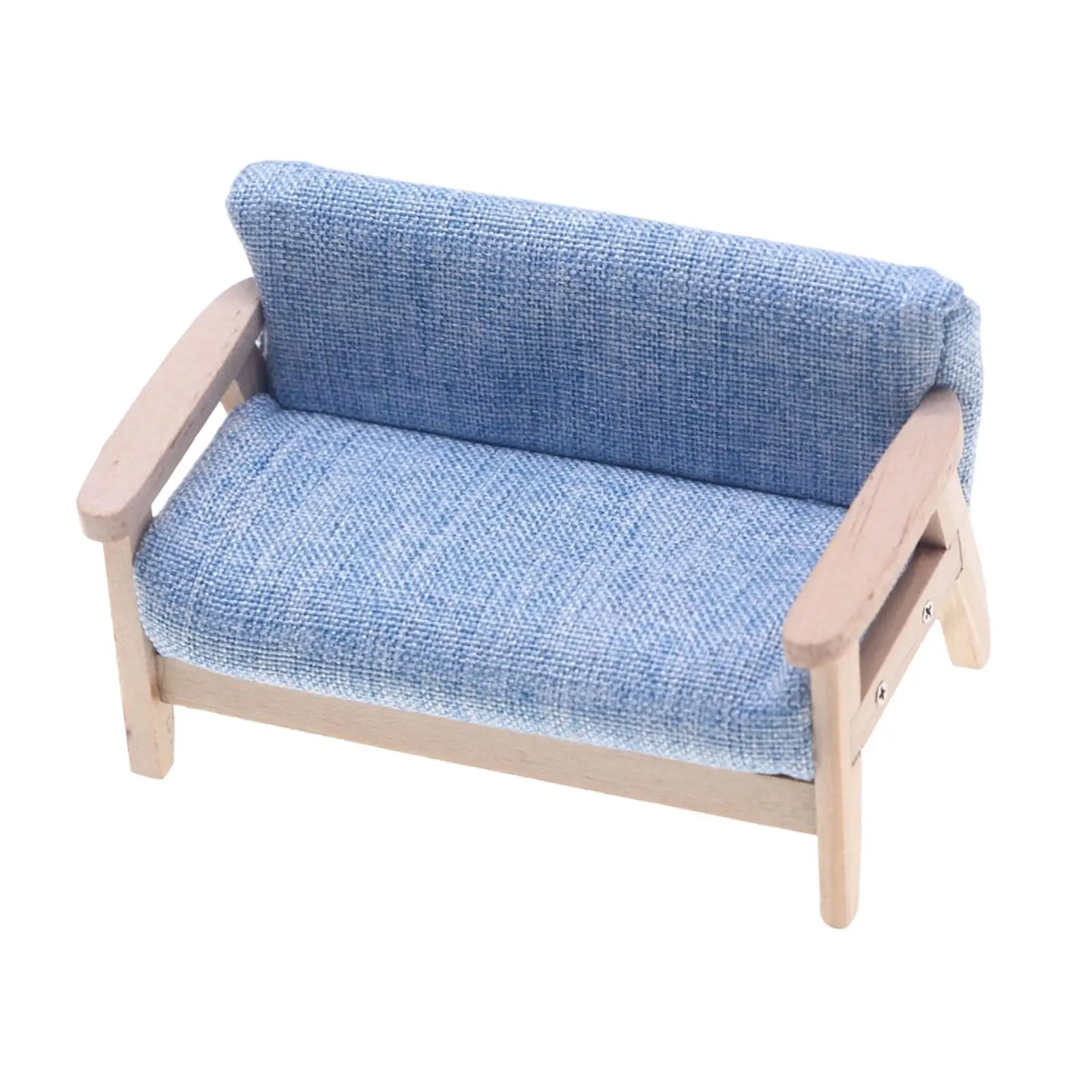 

1:12 Miniature Doll House Loveseat Sofa, DIY Mini Armchair Model, Mini Couch Model for Furnishings, Window Display