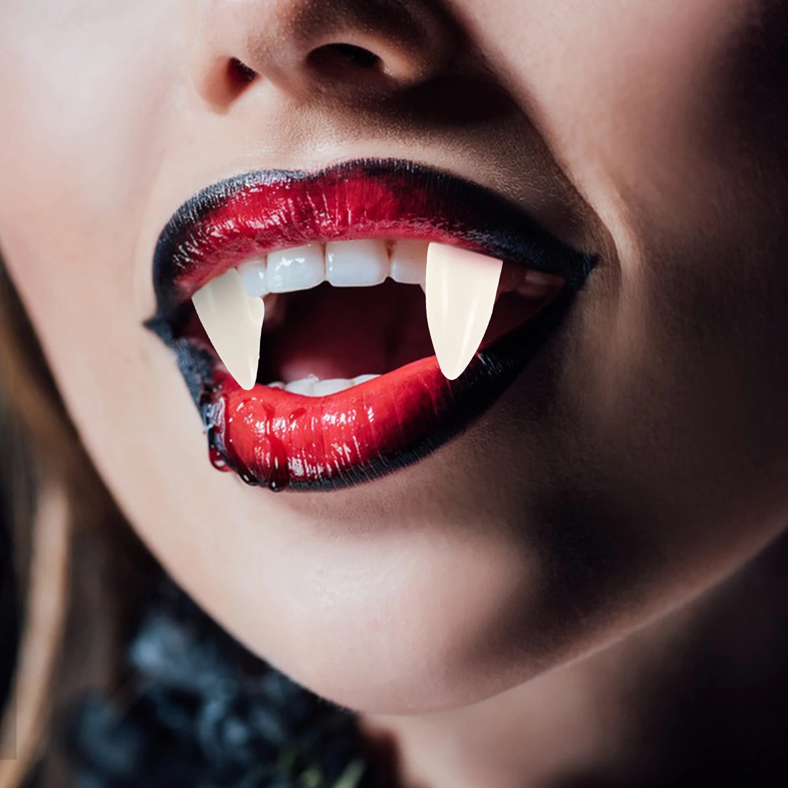 

3 Pairs 13mm Realistic Fangs 15mm 17mm Realistic Fangs Halloween Cosplay Safe Resin Toy Teeth Caps Prop