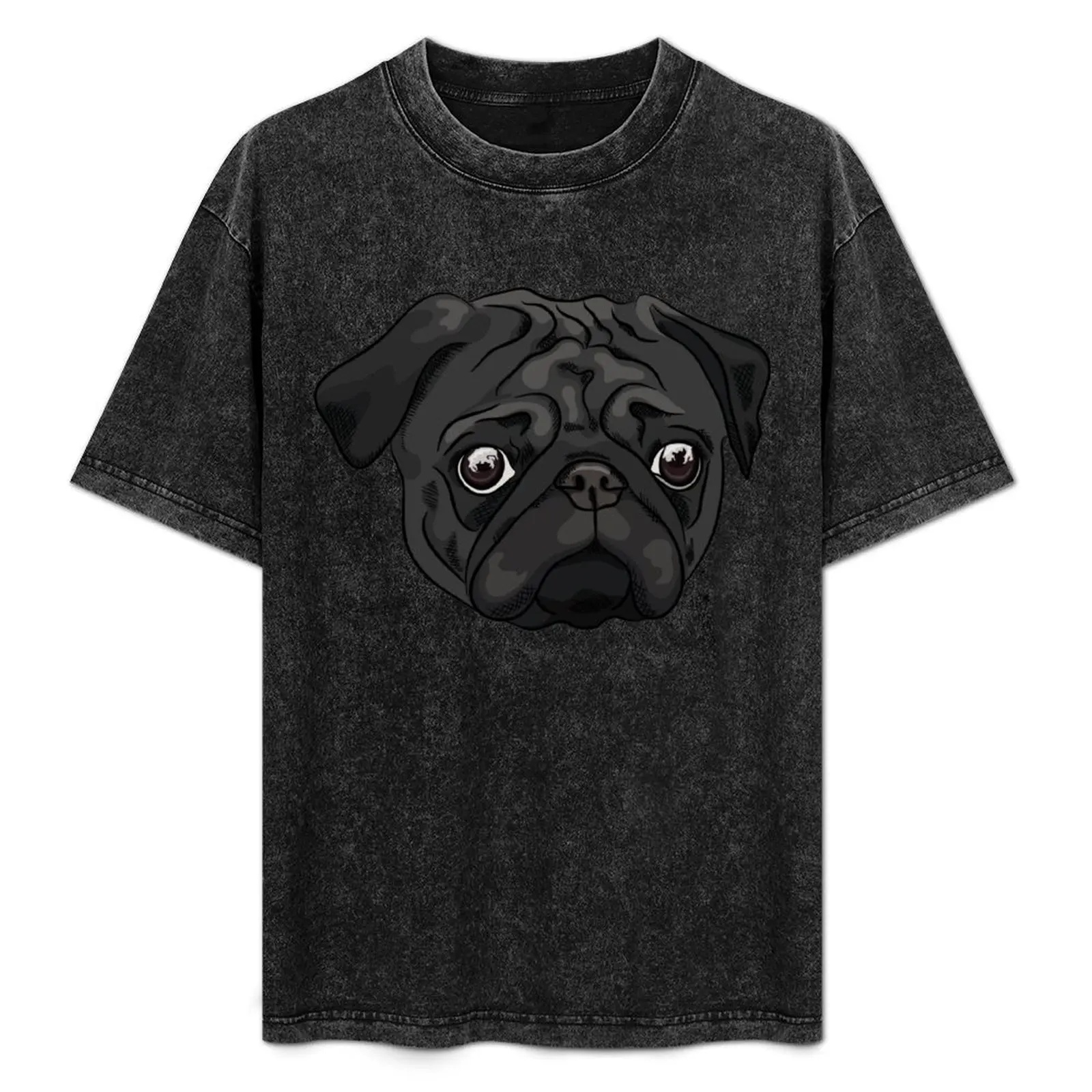 

Cute black pug portrait T-Shirt cotton man t-shirts vintage custom shirt summer shirt luxury clothes men