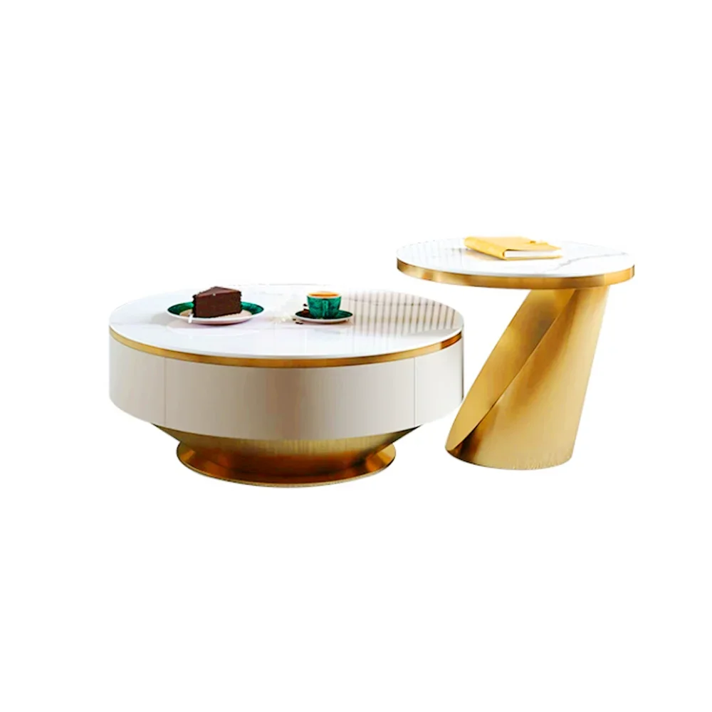 Modern Luxury Gold Couchtisch Sintered Stone Tea Coffes Table Set Marble Oval Coffee Table For Living Room