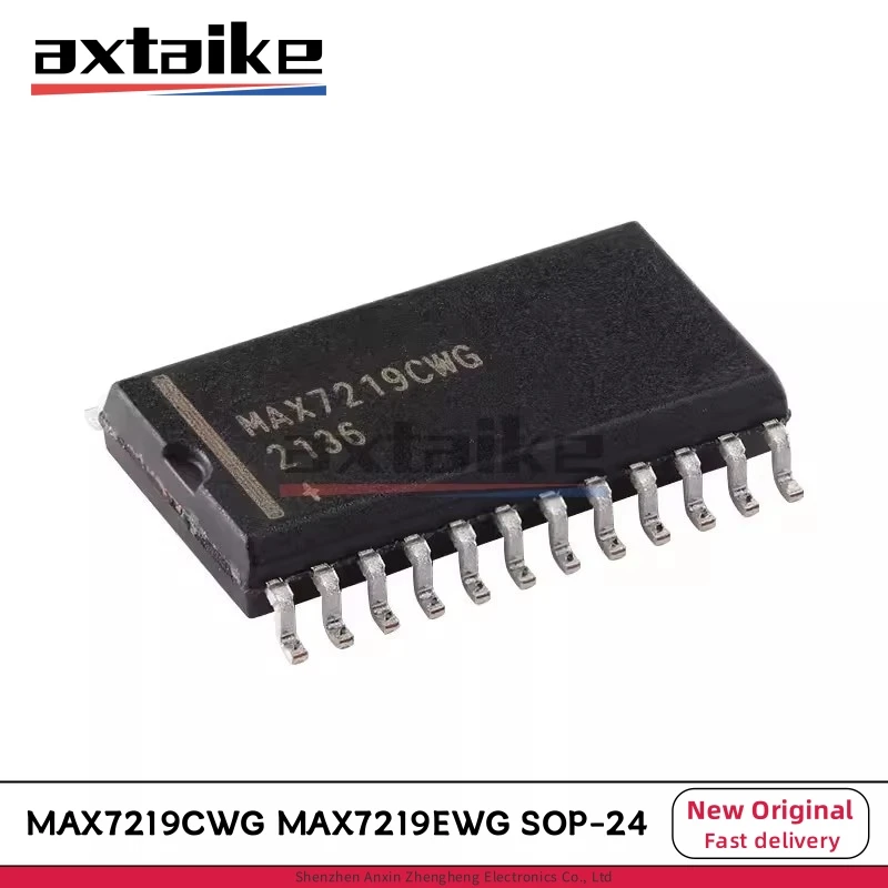 

10PCS MAX7219CWG MAX7219EWG SOP-24 MAX7219 SMD Chip Serially Interfaced 8-Digit LED Display Drivers IC