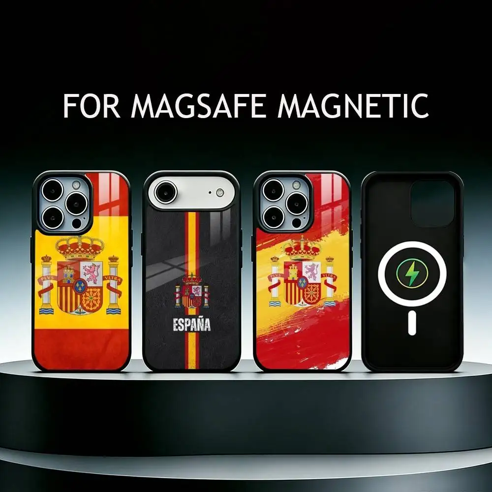 

S-Spain Spanish Flag Art Phone Case For iPhone17,16,15,14,13,12,11 Plus,Pro Max Magnetic For Magsafe Wireless Charging