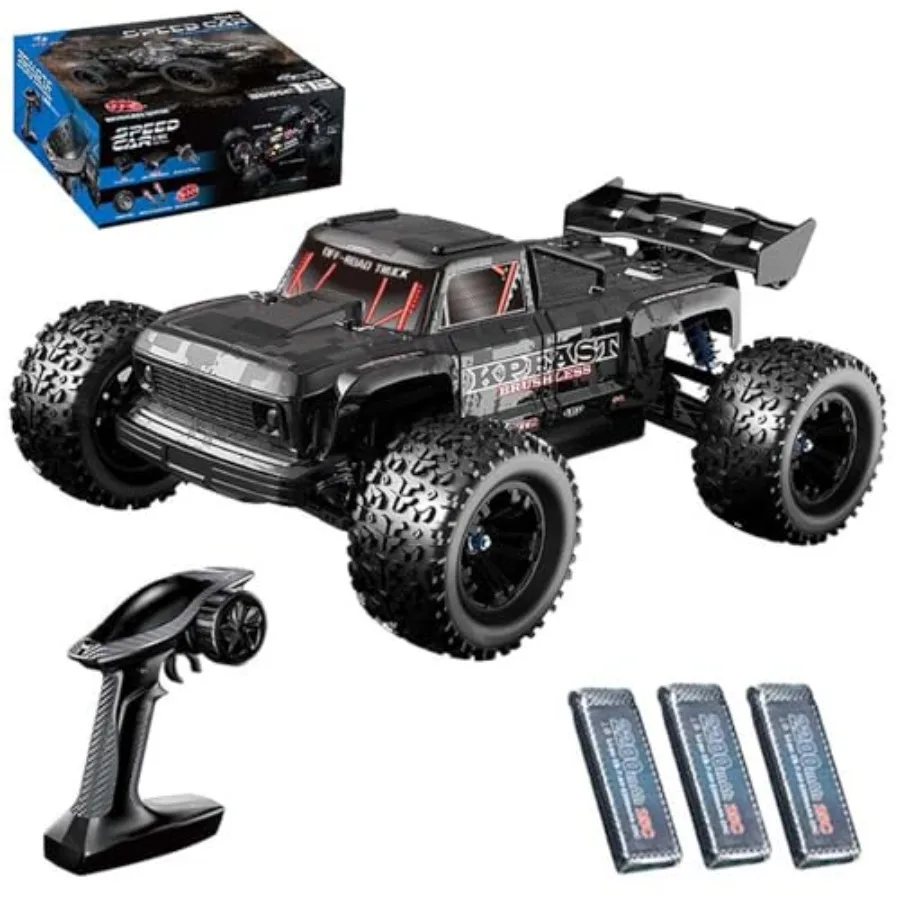 

KF16 1/12 Brushless RC Buggy for off-road use, aluminum alloy chassis, black/red, waterproof 4x4 high-speed all-terrain design